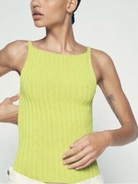 Zara Ribbed Lime Ribbed Tank Top